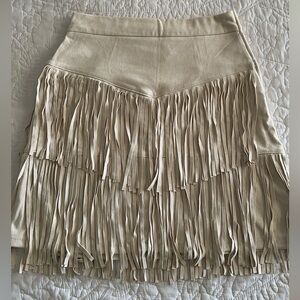 Francesca’s suede fringe mini skirt
